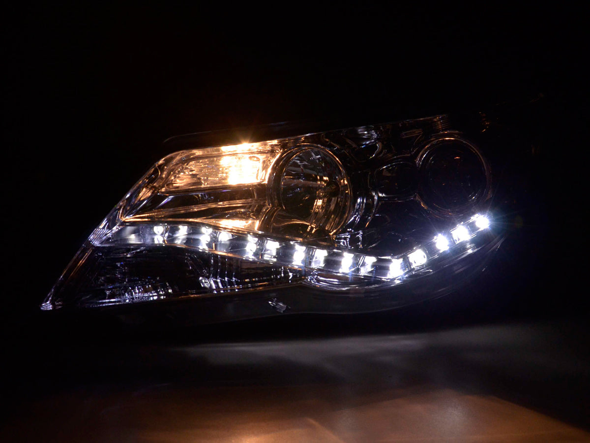 Scheinwerfer Set Daylight LED TFL-Optik VW Tiguan 07-11 chrom Scheinwerfer Set Daylight LED TFL-Optik VW Tiguan 07-11 chrom